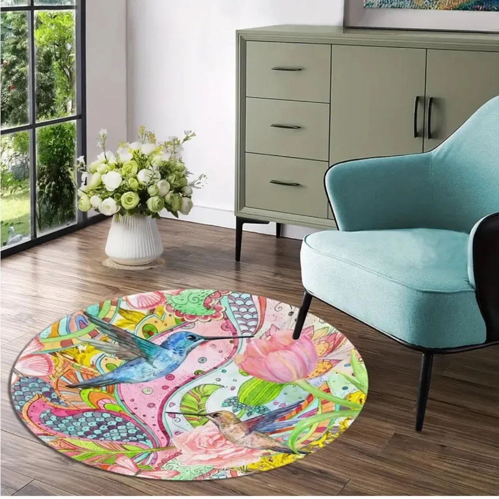Beautiful Hummingbird 31.5” Round Rug, Small